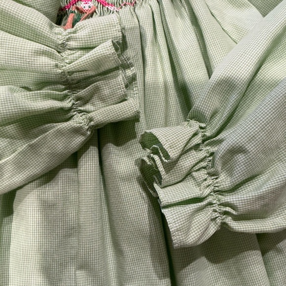 Amanda Remembered green gingham smocked handstand bishop dress - Picture 5 of 10